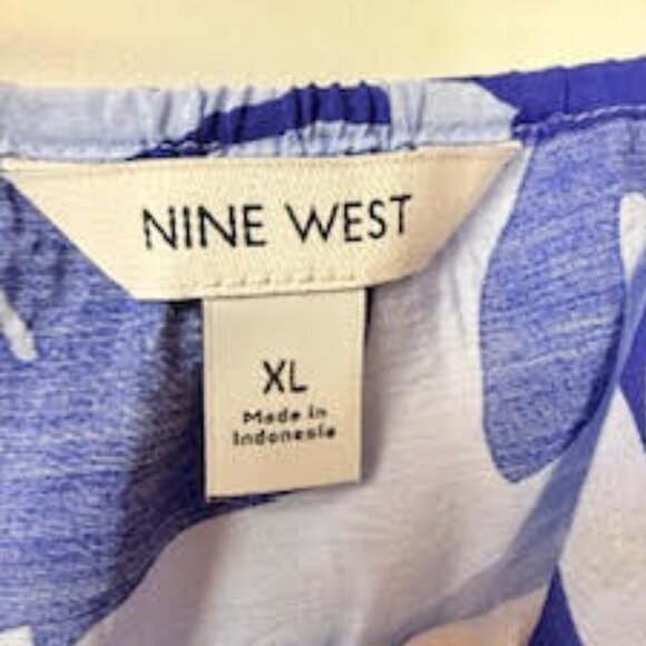 Nine West Blue White Floral Maxi Dress with Flutter Sleeve XL - Picture 5 of 9